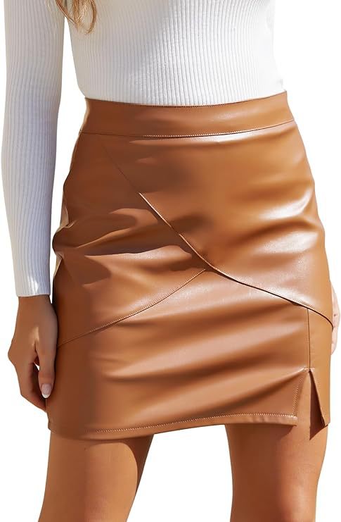 Women pu leather zipper Skirt 8
