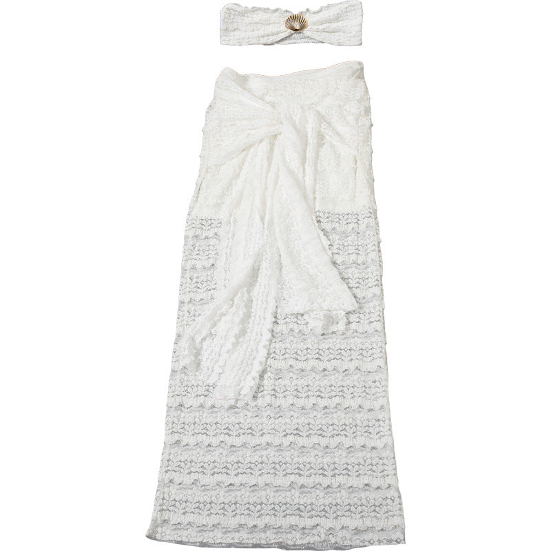 Summer Women's Sexy Strapless Top with Fitted Bodycon Skirt Two-Piece Set 10