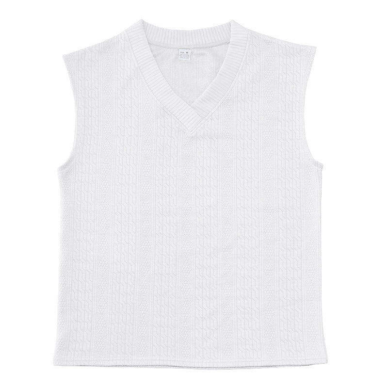 Men's Summer Loose Sleeveless T-Shirt Shorts Men's Summer Casual Jacquard Knitting Set 17