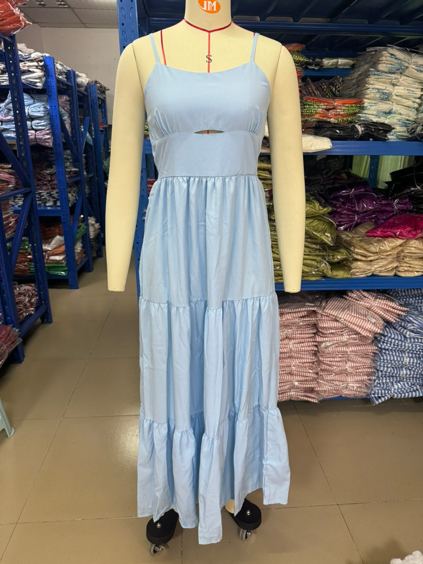 Women Summer Sling Soid Dress 12