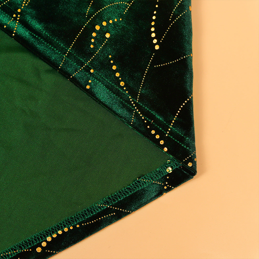 Women's Plus Size Three Quarter Sleeve Mermaid High Low Hem Long Velvet Formal dress 17