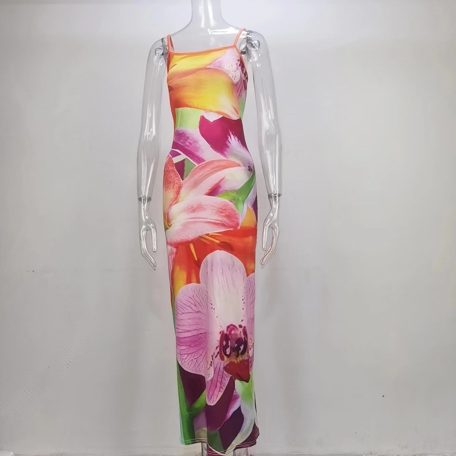 American Women's Summer Fashion And Sexy Low Back Slit Strap Dress 8