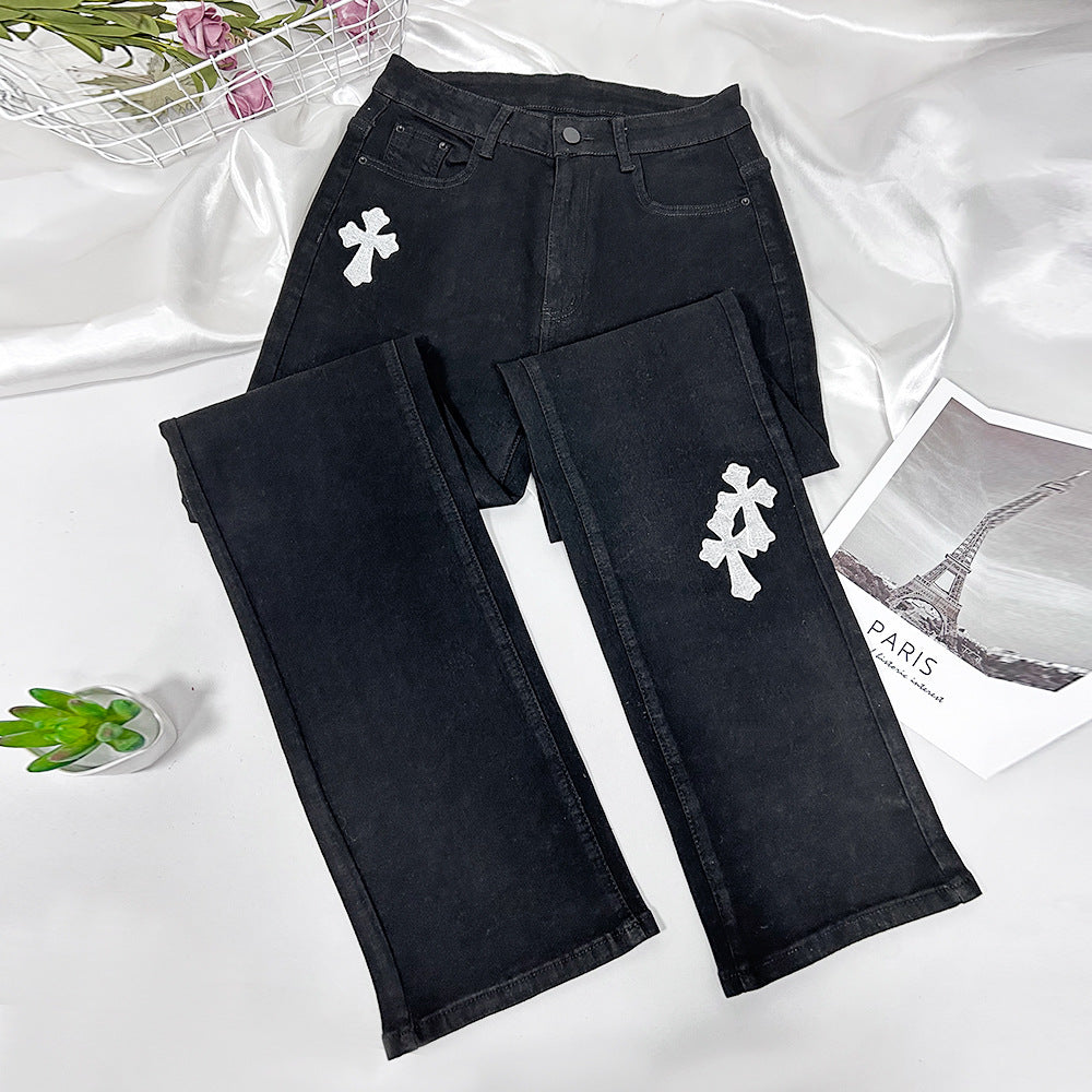 Sexy Low Rise Denim Embroidered Cutout Style Stretch Tight Fitting Pants 20