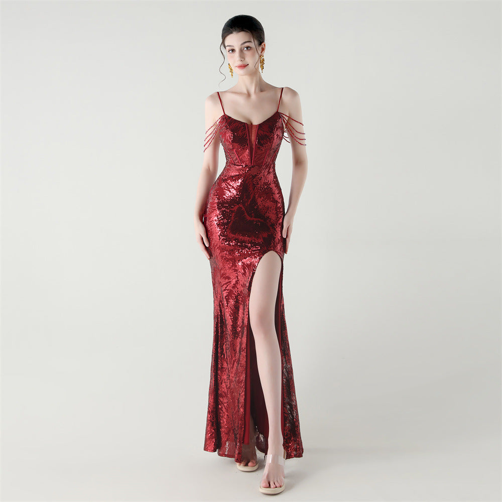 Women cross Lace-Up fishtail evening dress Formal Party evening dress 20