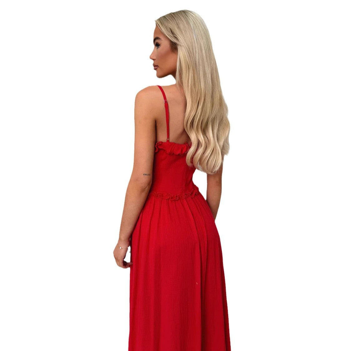 Spring Summer Women Strap Ruffle Casual Loose Holidays Dress 7