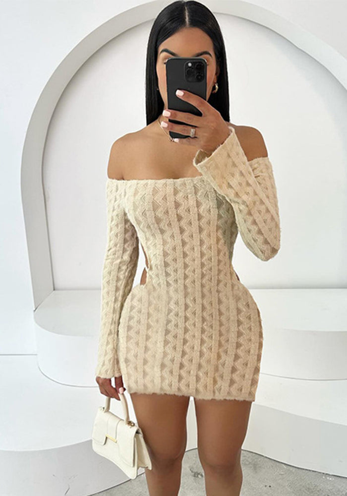 Spring Fashion Sexy Off Shoulder Slim Low Back Bodycon Women's Dress