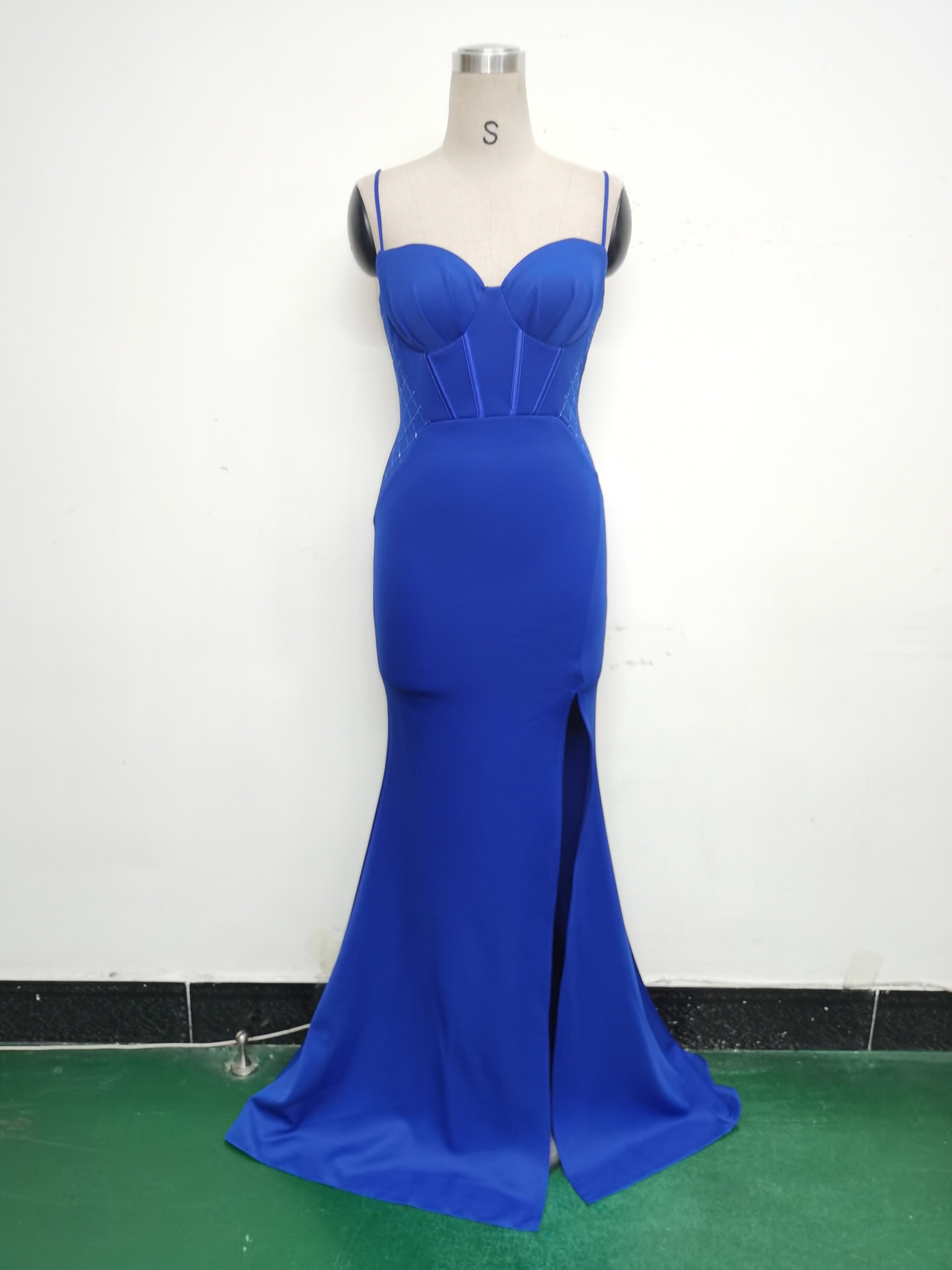 Women Fishbone Lace Sequin Formal Dinner Wedding Fishtail Evening Dress 37