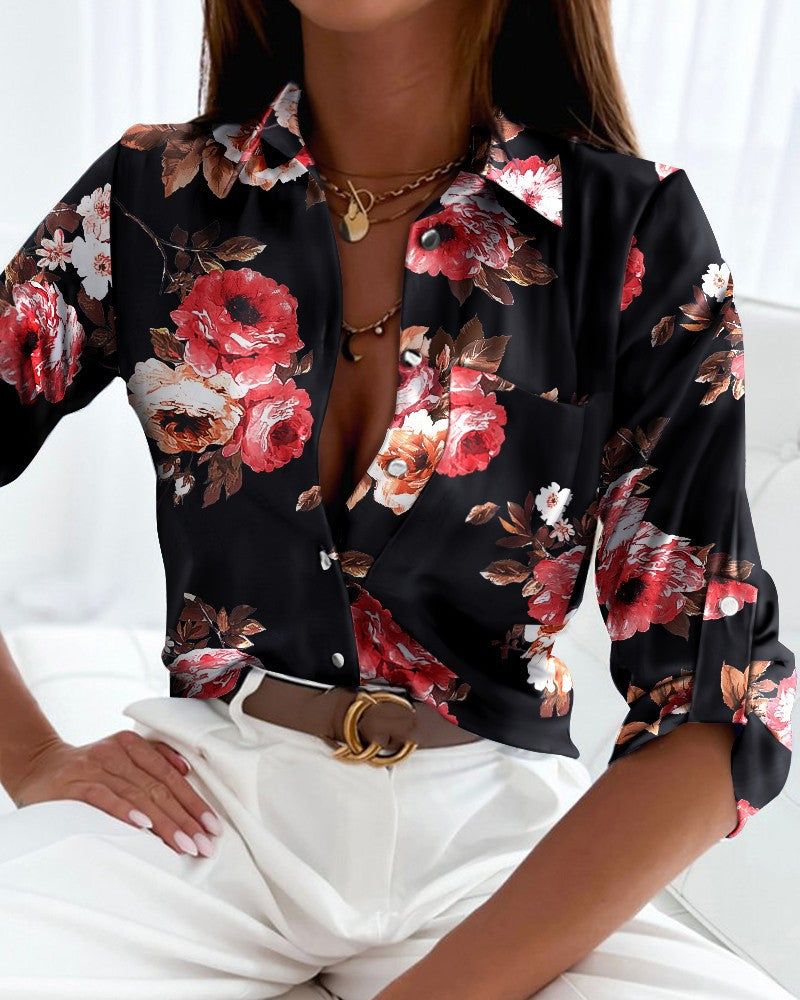 Women's Spring Autumn Tops Long Sleeve Shirts Printed Blouse Women 21