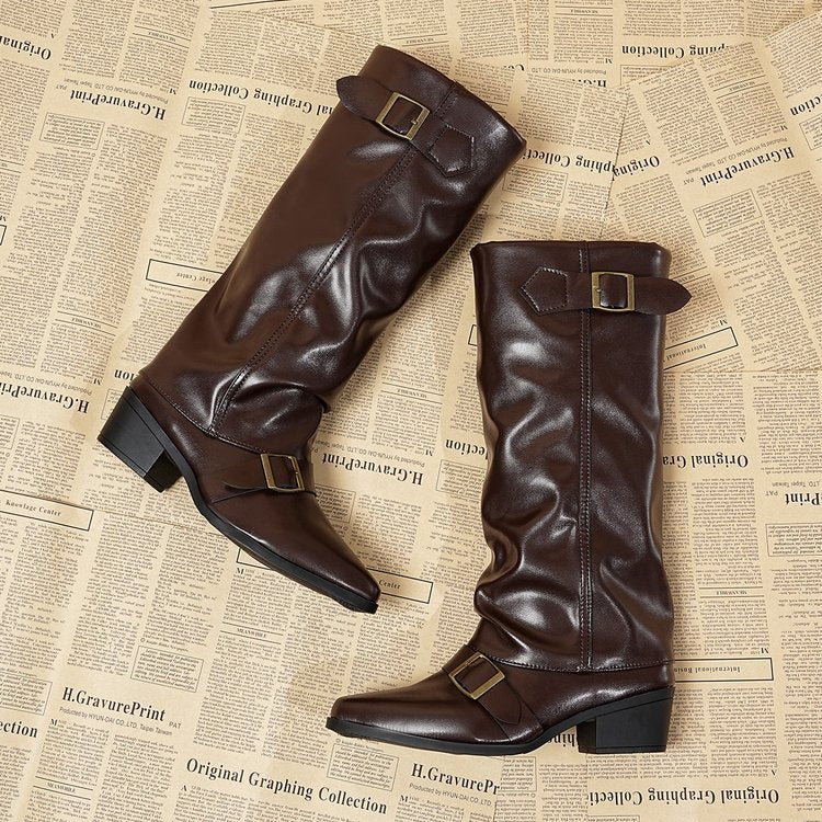 Women autumn and winter long pointed-toe block-heeled fashion boots 19