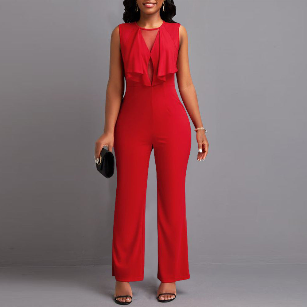Women Ruffled Sleeveless Jumpsuit