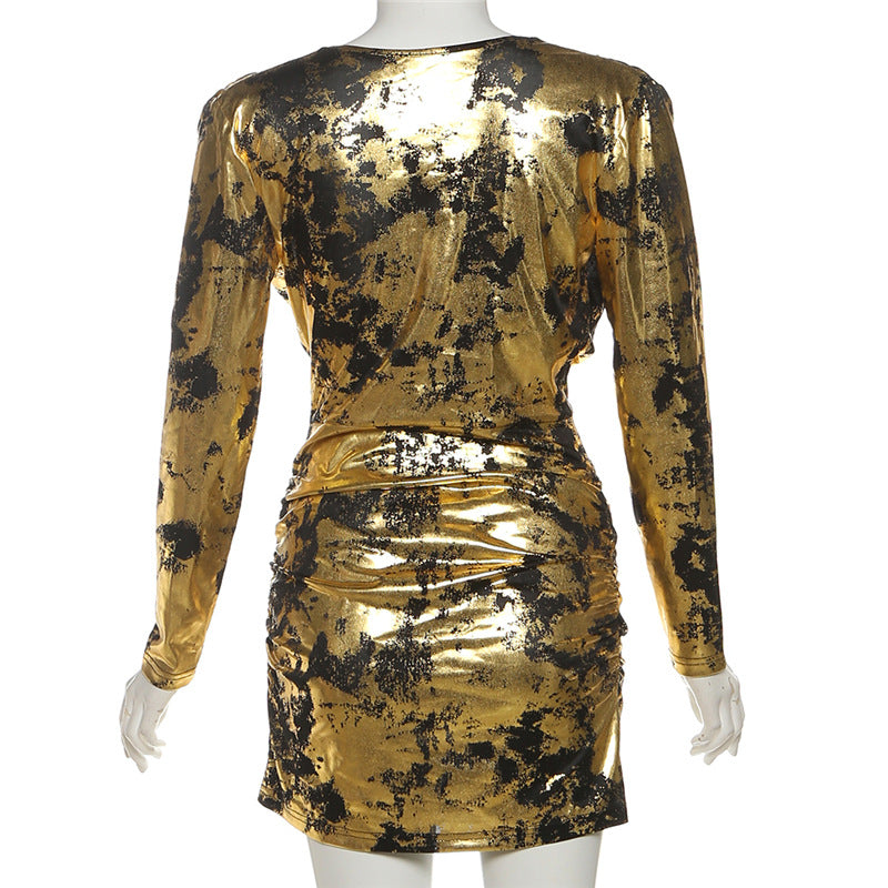 Women autumn flared neck bodycon dress 7