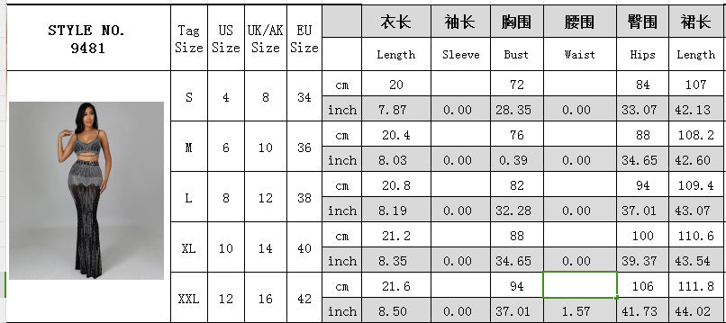 Women Sexy Party Mesh See-Through Camisole and Skirt Two-piece Set 10