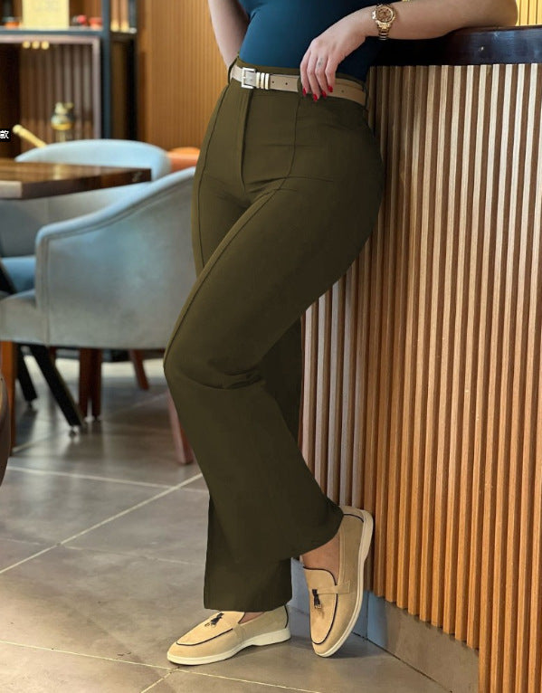 Autumn Women's Clothing Solid Color High Waist Casual Pants 7
