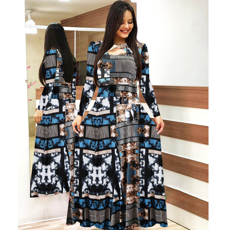 Women Sexy Fashion Floral Botanical Print Short Sleeve Maxi Dress 9