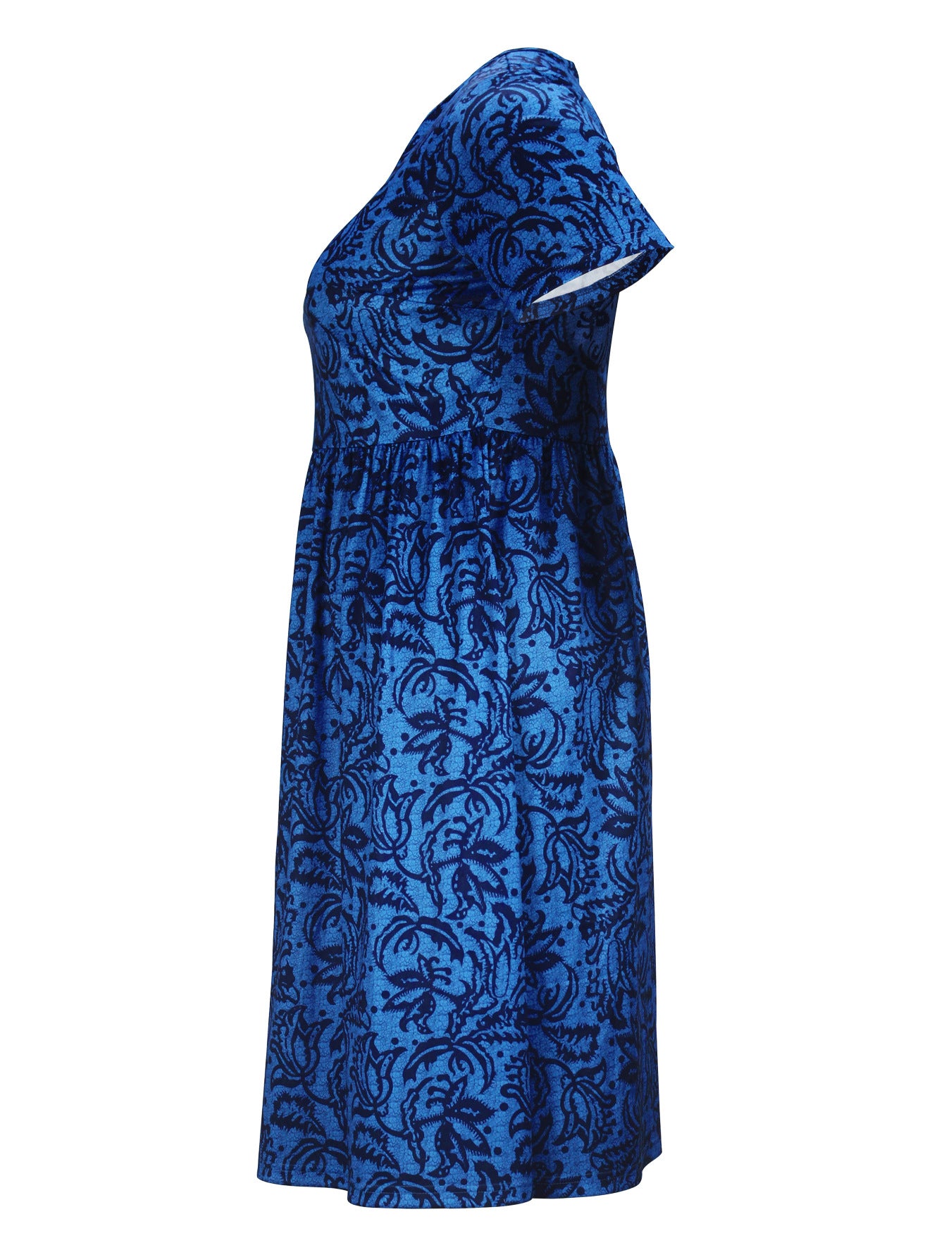 Plus Size Women Elegant V-neck Short Sleeve Maxi Dress 8