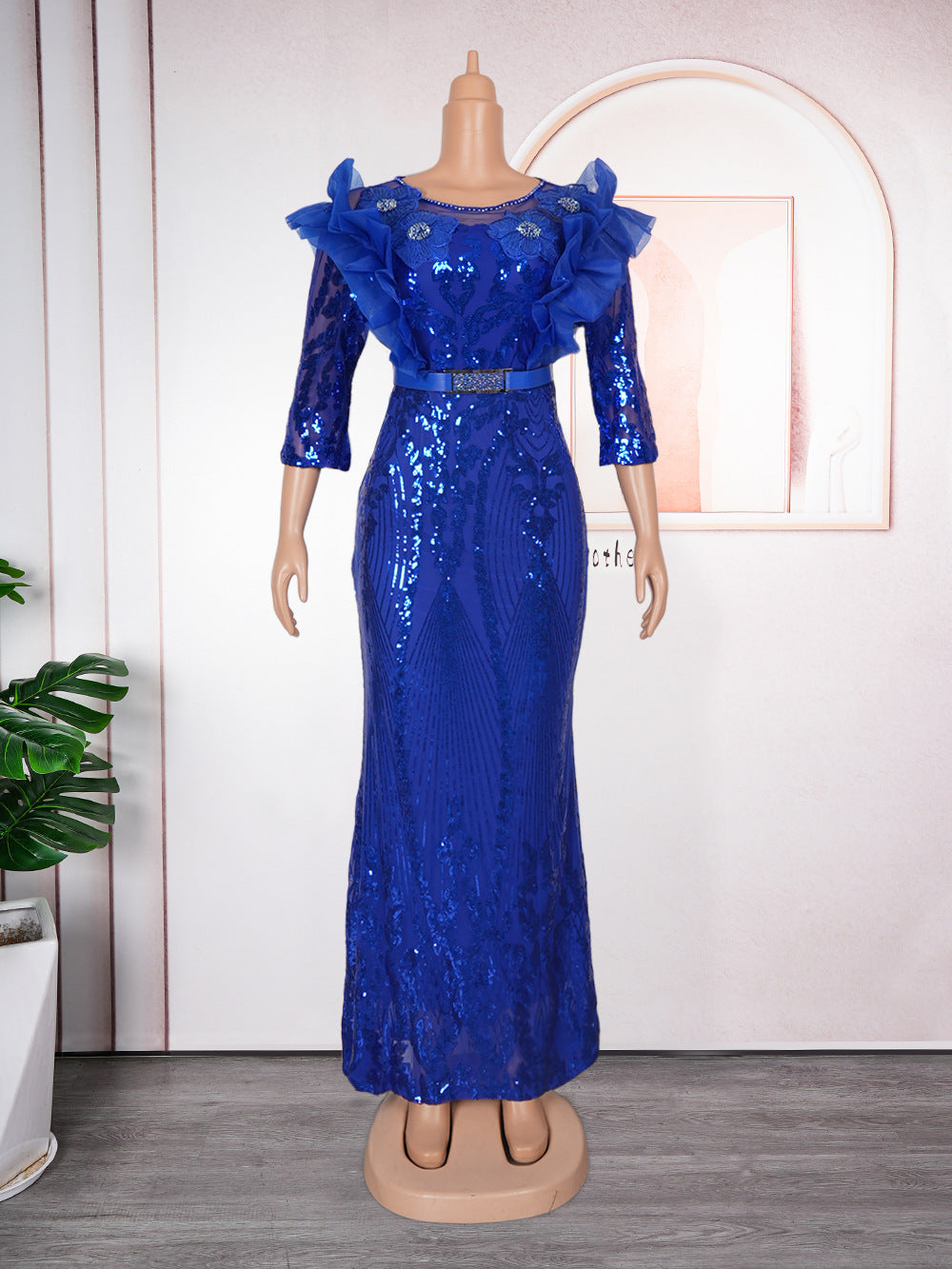 Plus Size African Women Christmas Halloween Party Evening Dress Sequins 11