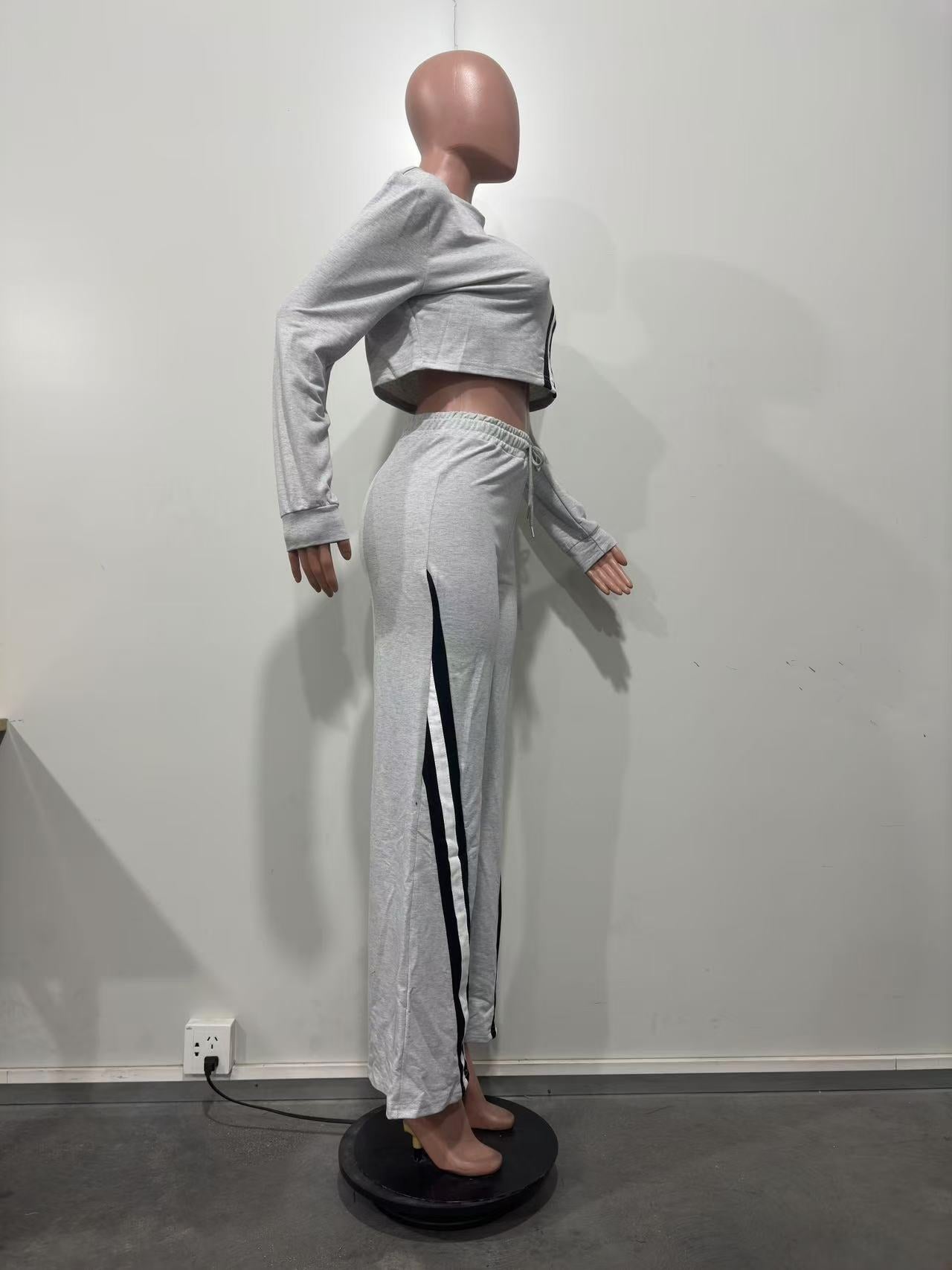 Autumn And Winter Women's Casual Sports Patchwork Loose Straight Wide-Leg Pants 8