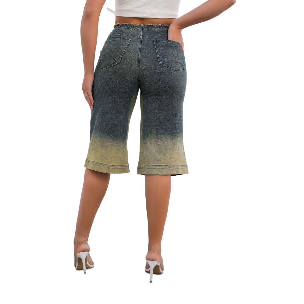 Mid-Waist Straight Elastic Loose  Denim Pants 6