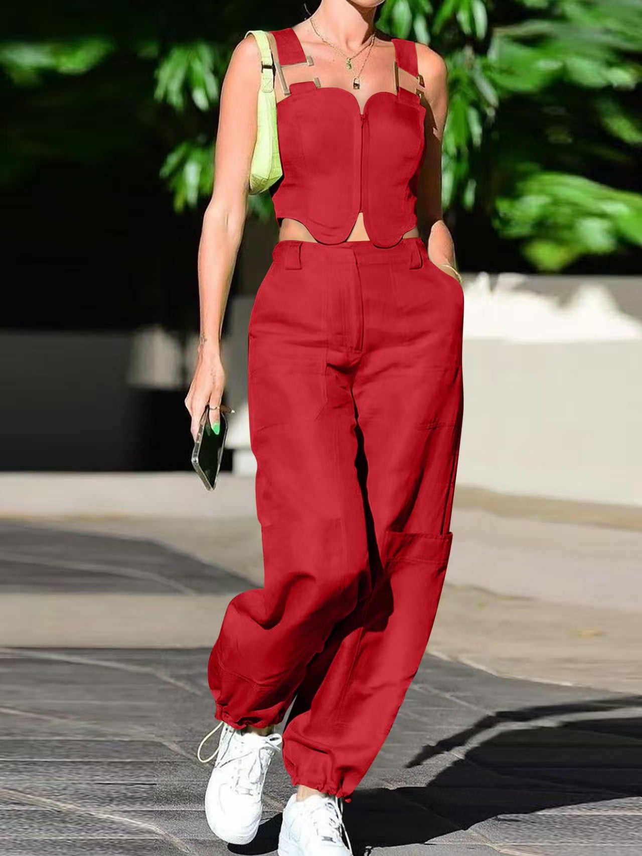 Women Summer Casual Crop Top and Pant Two-piece Set 13