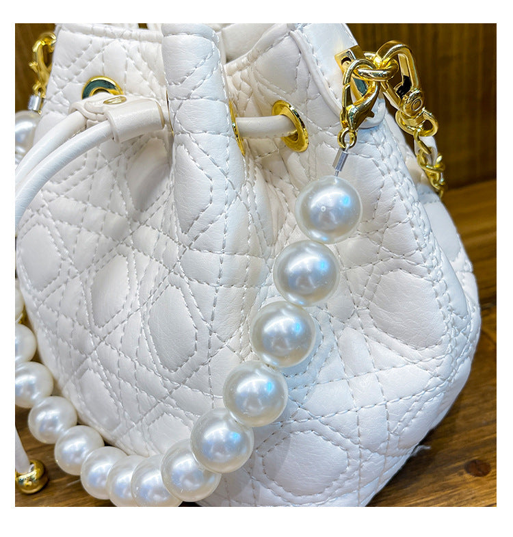 Women Lingge Bag Fashion Pearl Bucket Bag Shoulder Messenger Bag 13