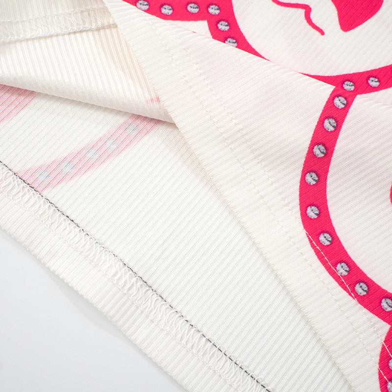 Sexy Print Vest High Waist Shorts Summer Outdoor Set 15