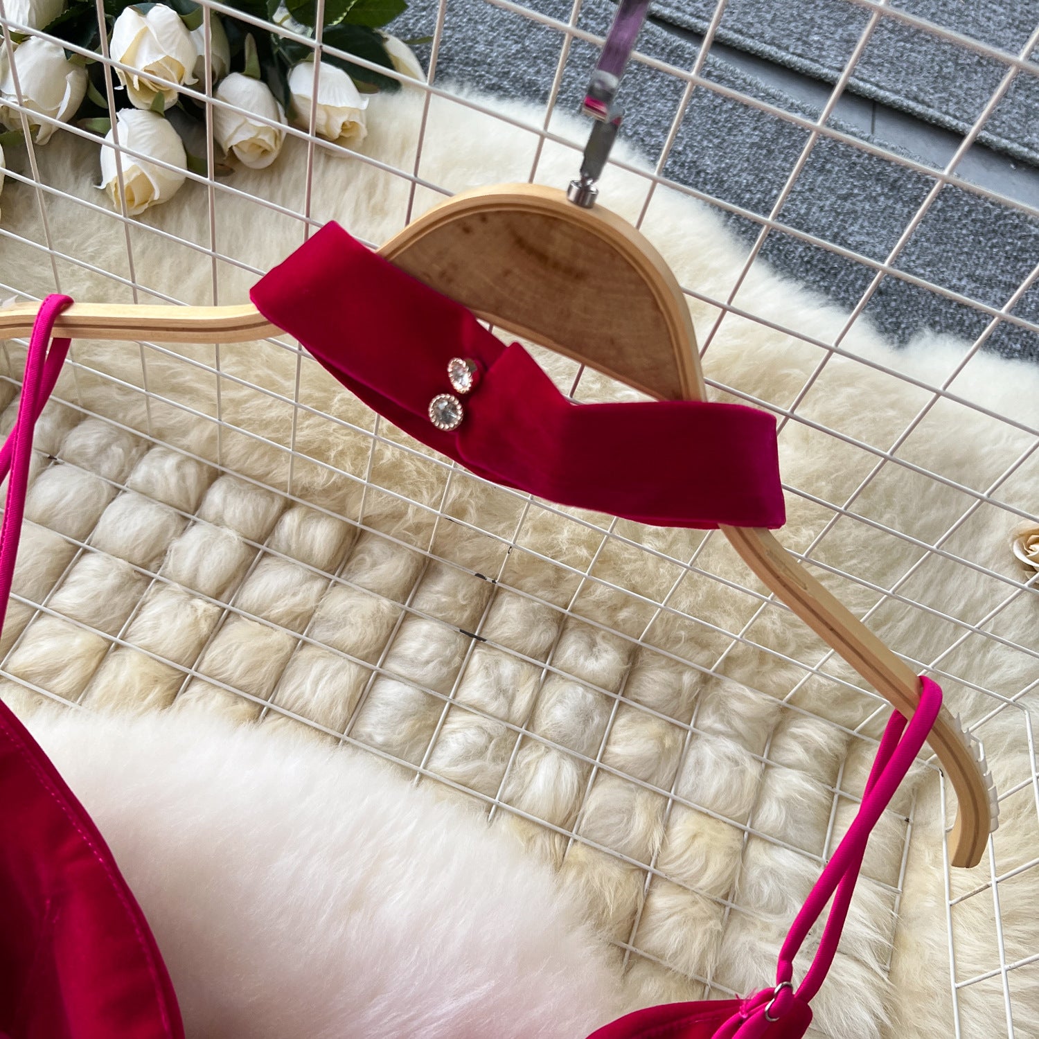 Luxury Strap V-Neck A-Line Flared Midi Dress 14