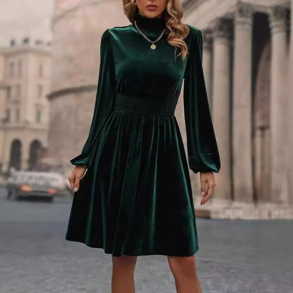 Women Velvet Long Sleeve Dress 5