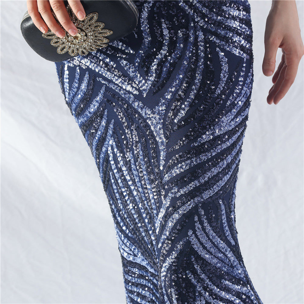 Women Off Shoulder Sequins Evening Dress 40