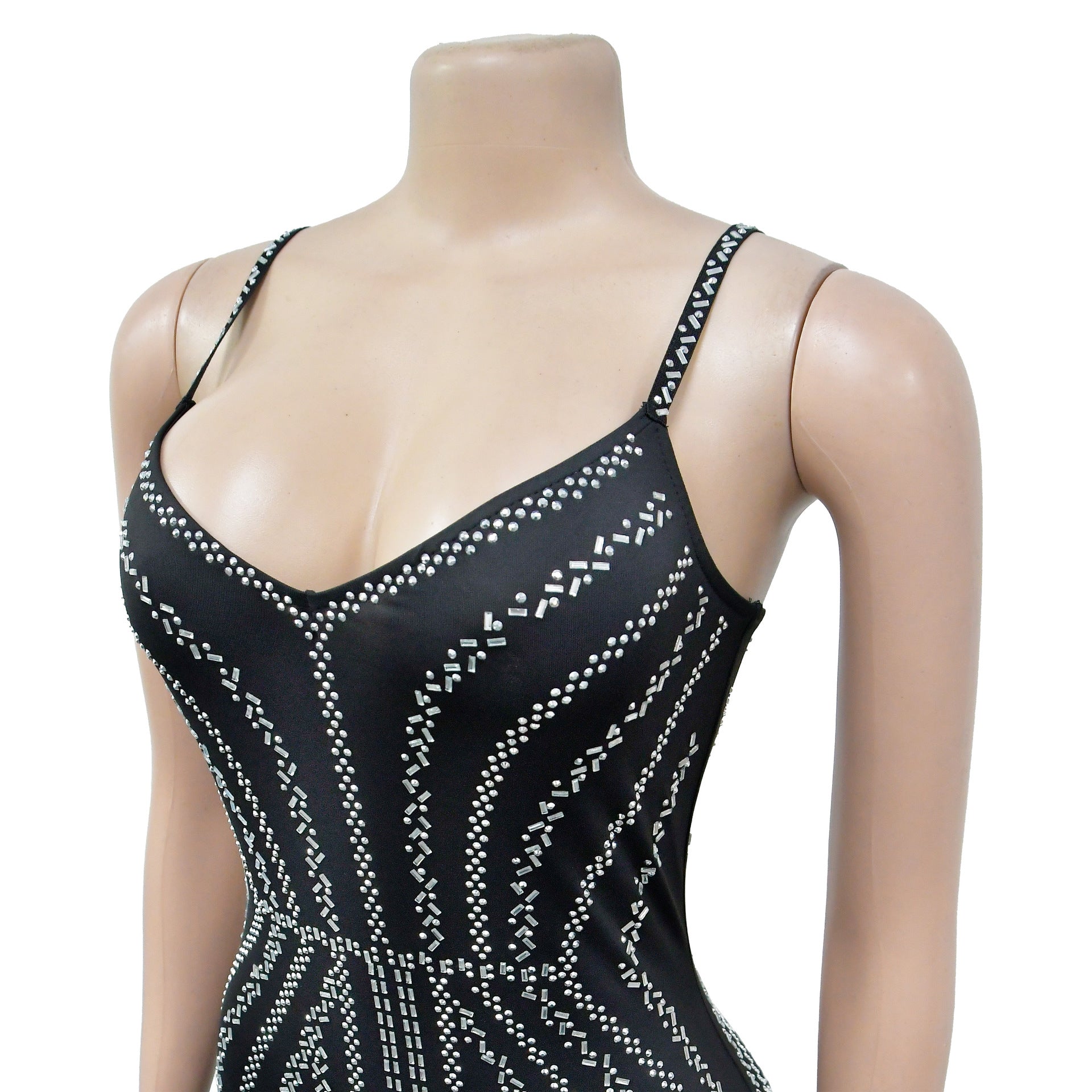 Women Solid Beaded Suspender Maxi Dress 16