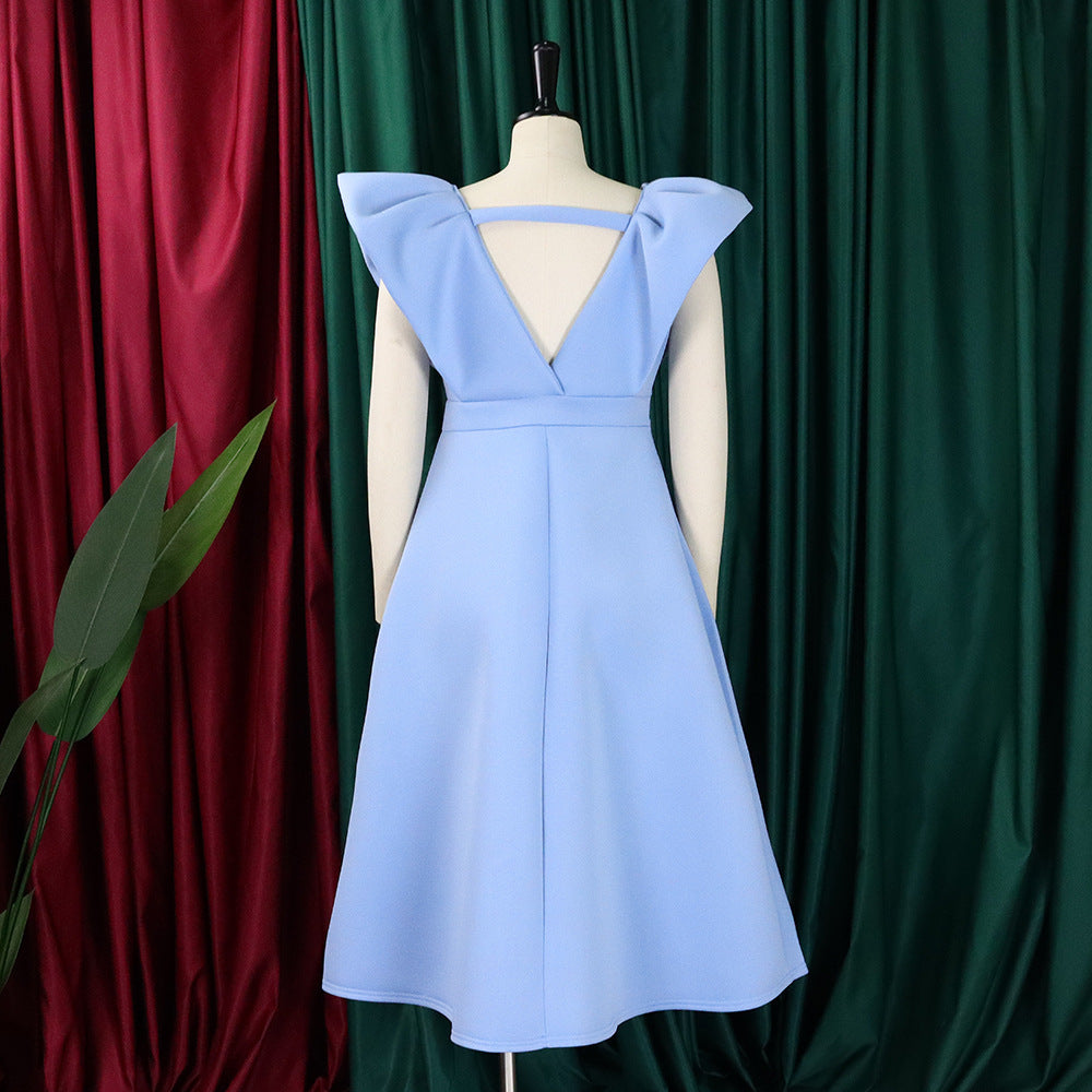 Women's Deep V Neck Sexy Swing Formal Party Dress 11