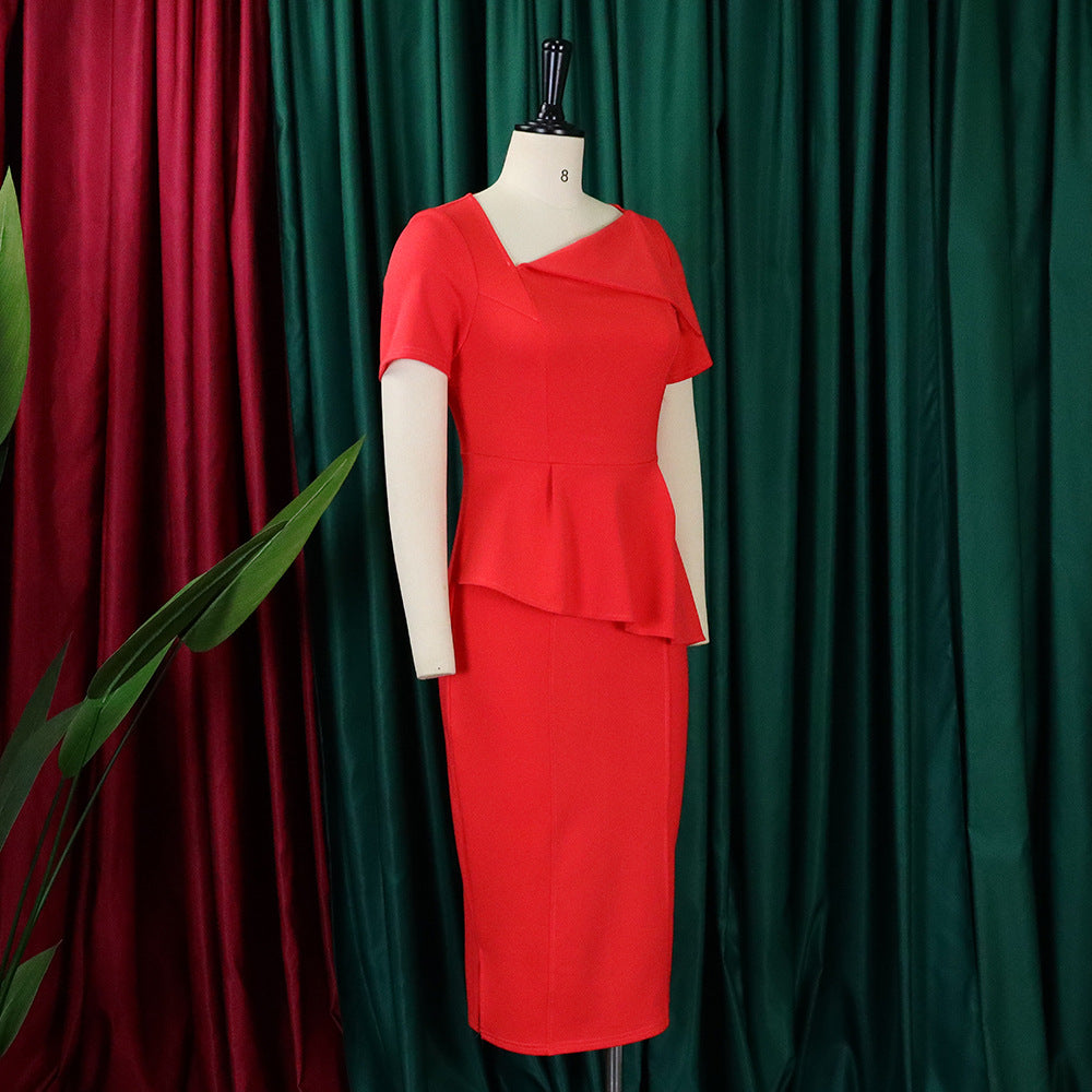 Women's Chic Tonle Fashion Slash Shoulder Dress 27