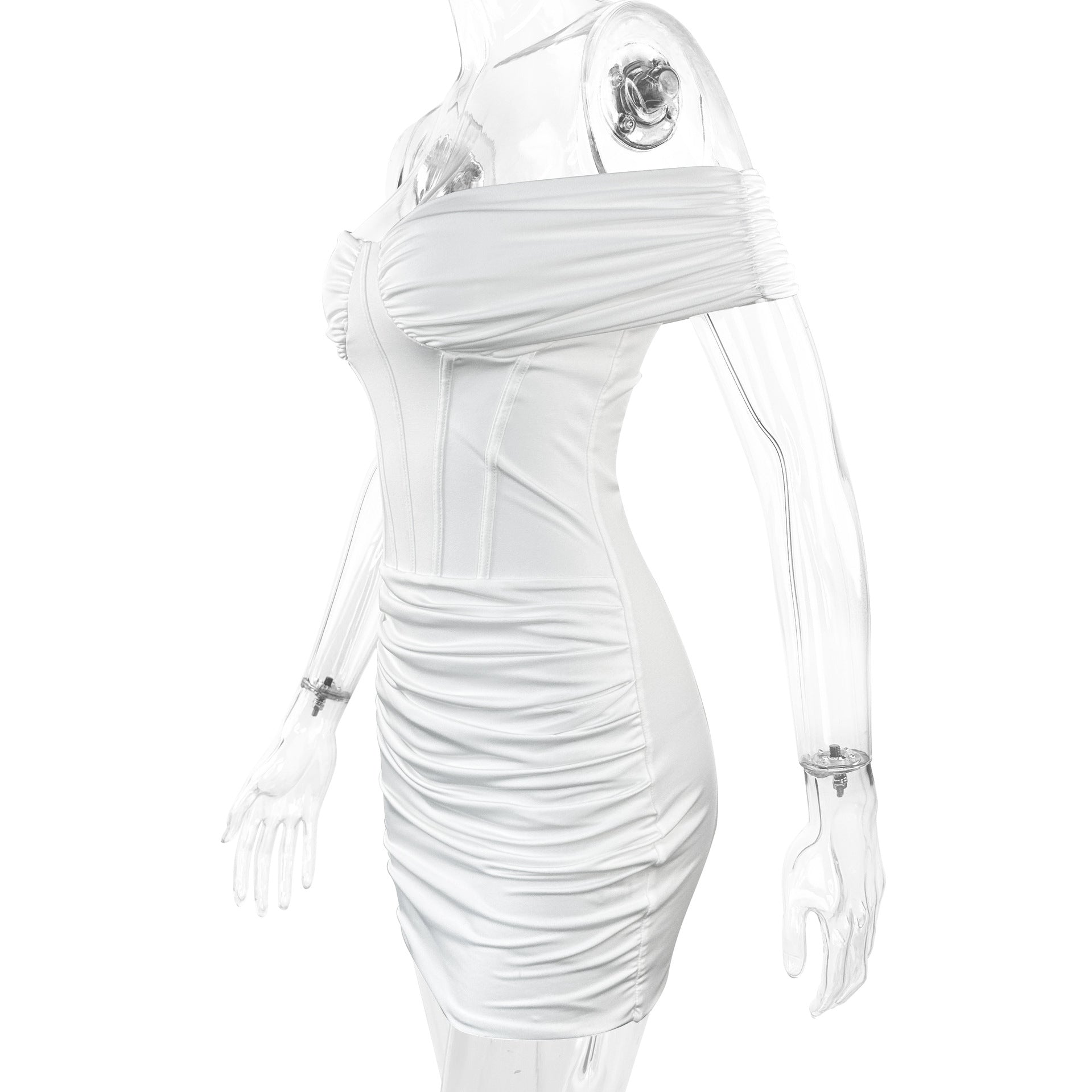 Women Sexy Sleeveless Off-Shoulder Strapless Bodycon Mini Dress 8