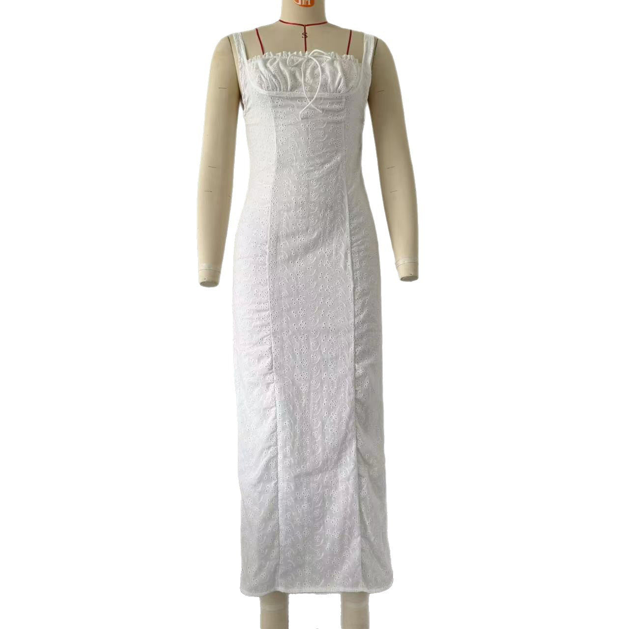 Women Square Neck Embroidered Holidays Maxi Strap Dress 6