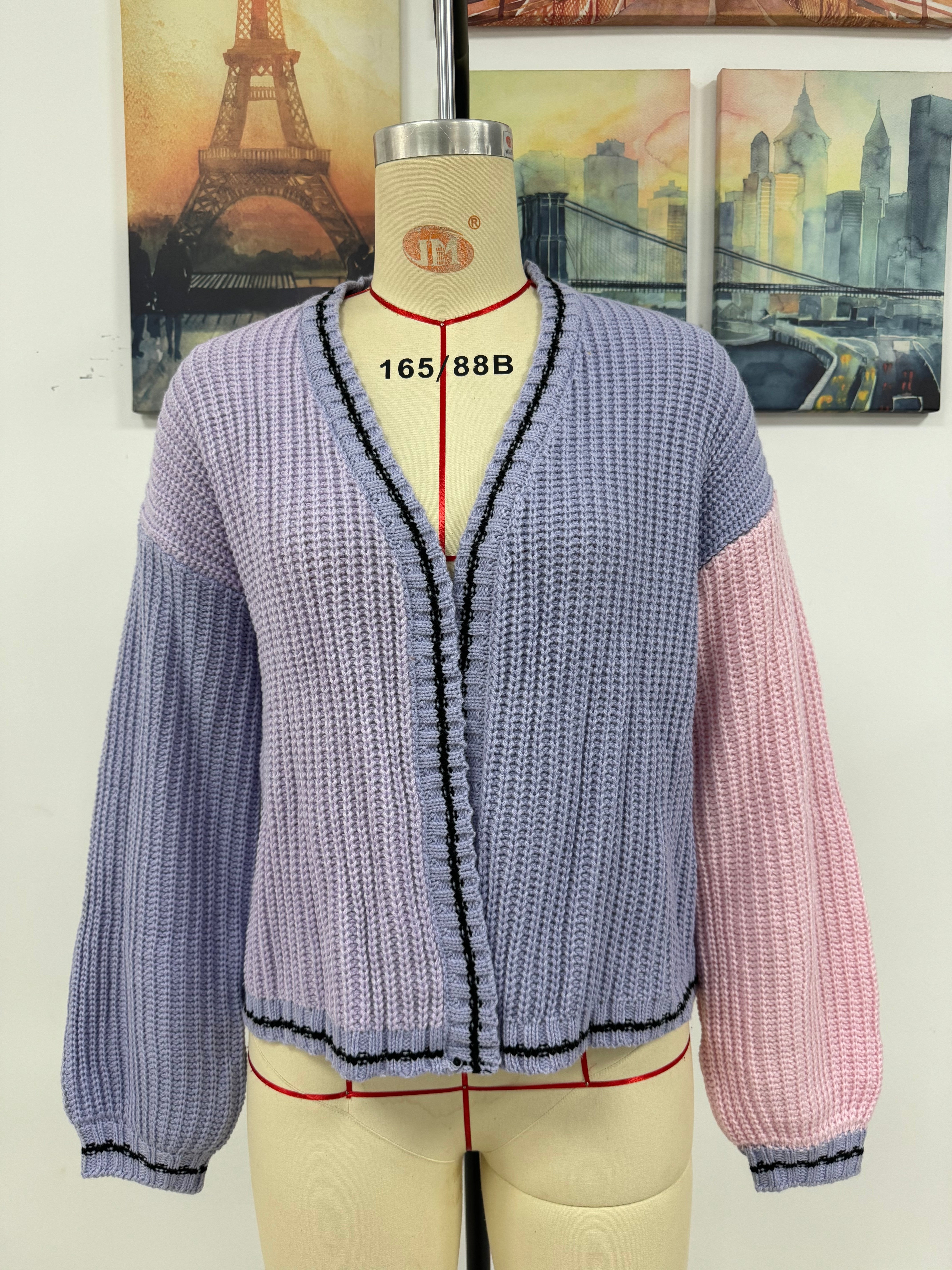 Women Chic Loose Patchwork Knitting Cardigan Sweater 23