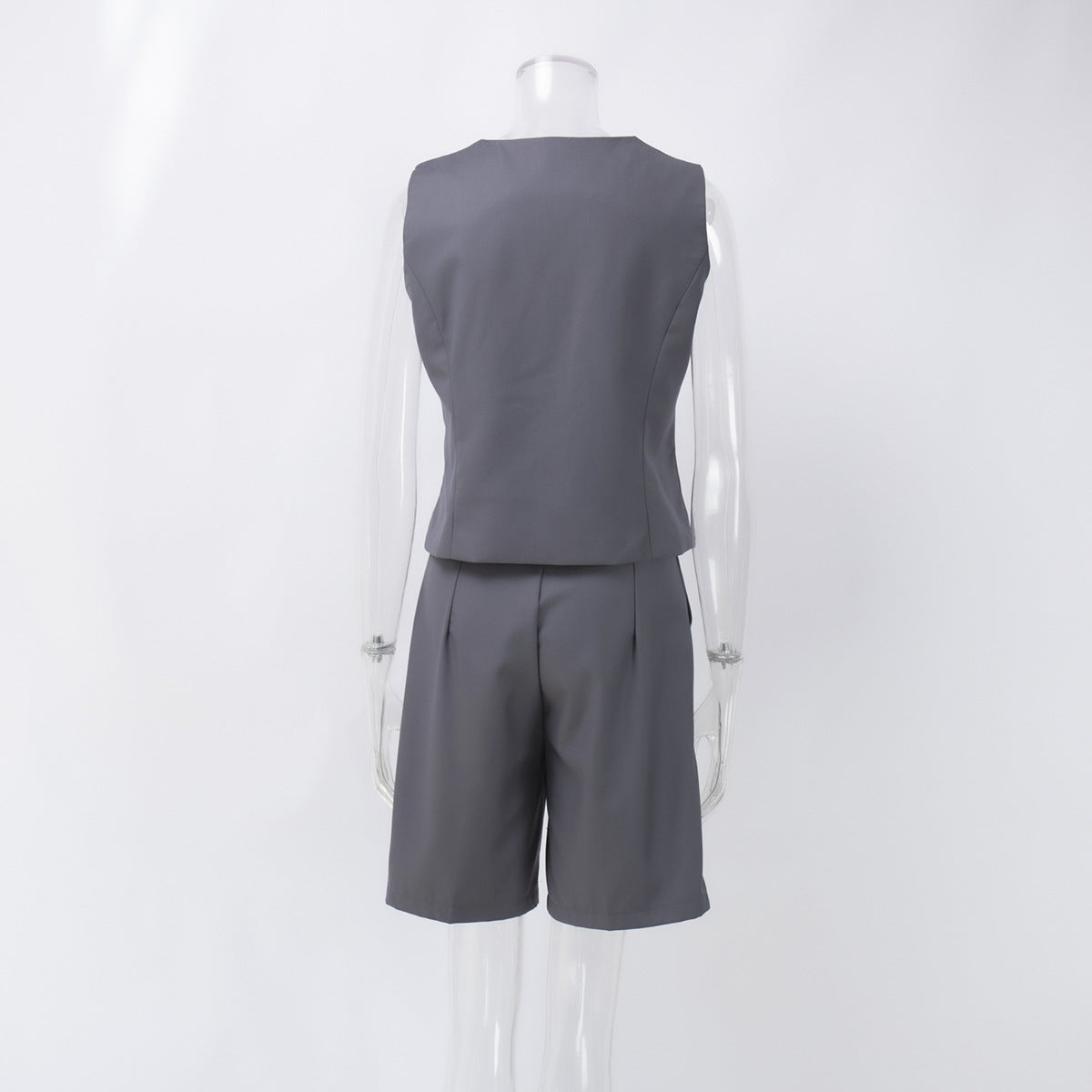 Women v-neck single-breasted vest + shorts two-piece set 13