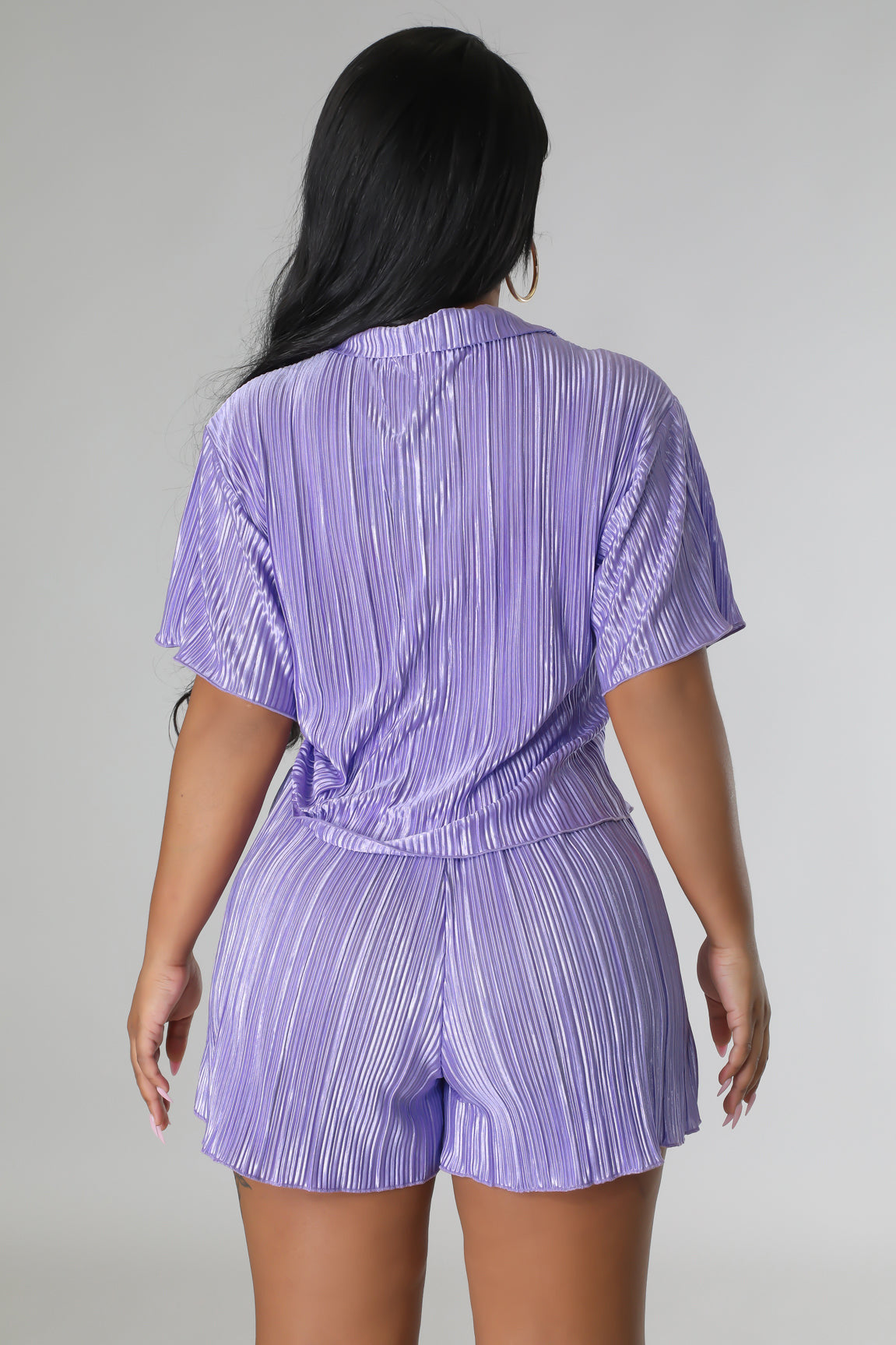 Women's Summer Solid Crumpled Casual Two-Piece Set 5