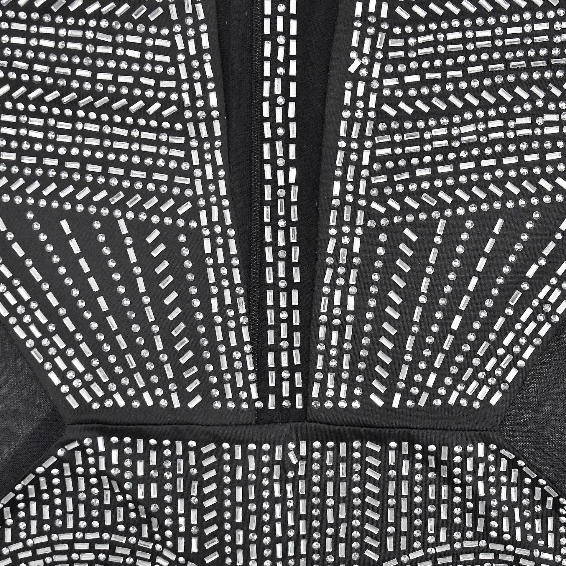 Women's Fashion Solid Color Mesh Beaded Sleeveless Club Dress 20