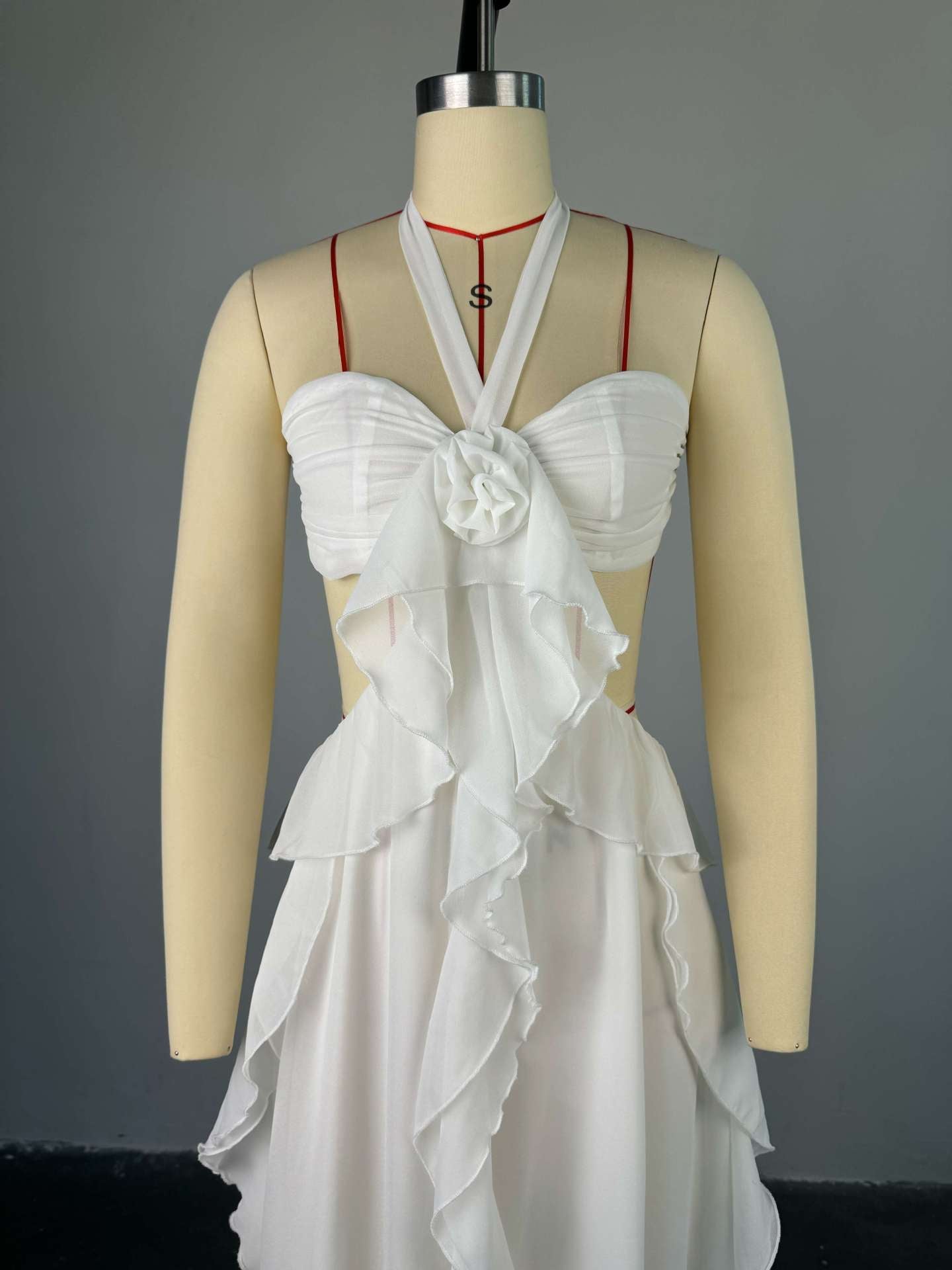 Women's Autumn Halter Neck Chic Strapless Low Back Long Dress 11