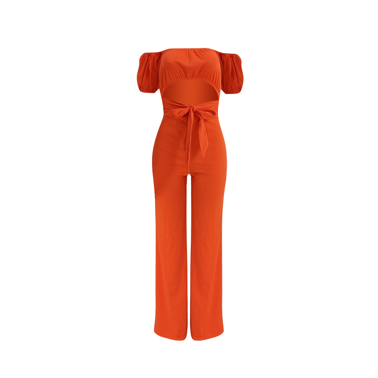 Sexy Solid Low-Back Off-Shoulder Jumpsuit 9