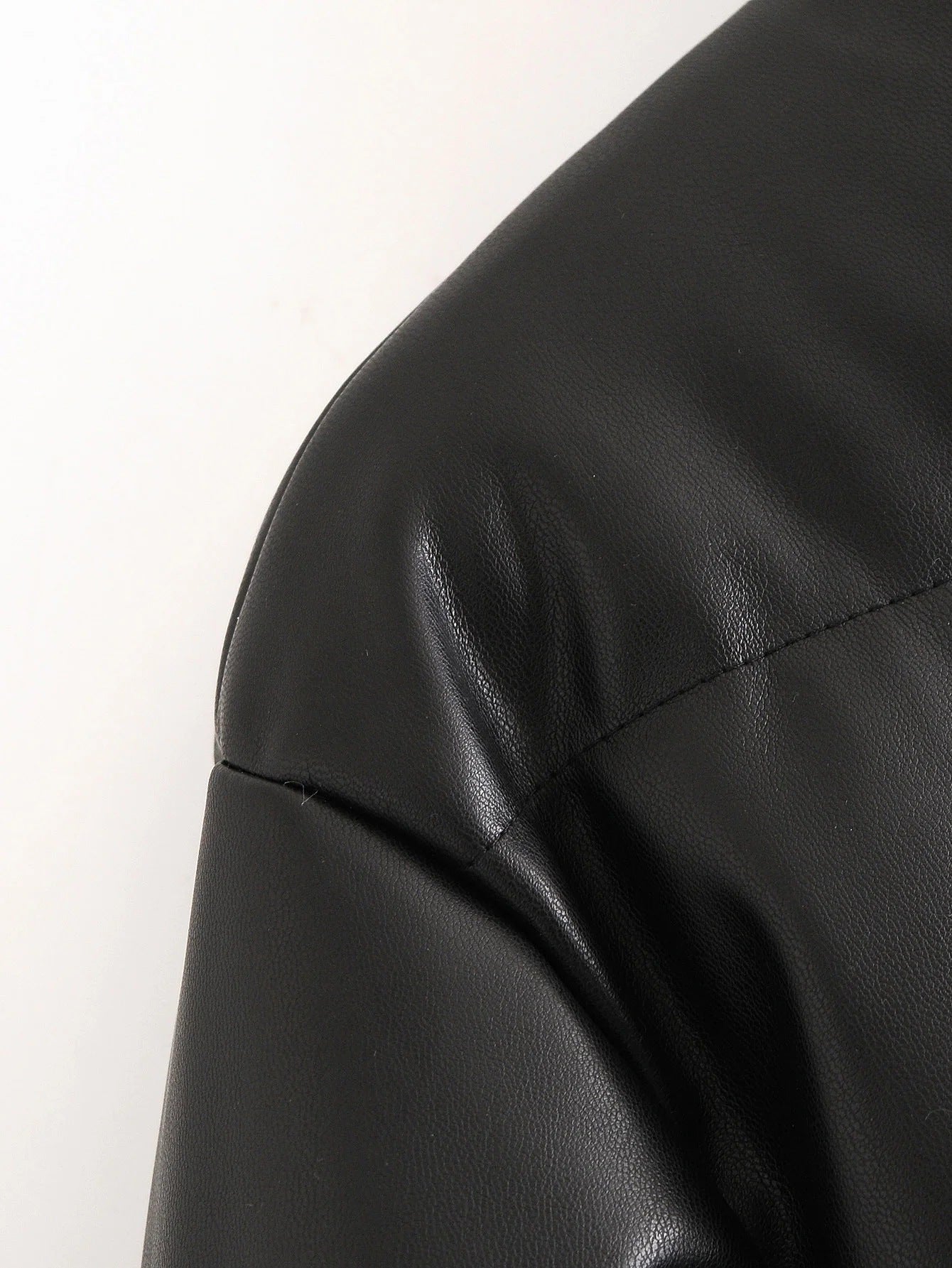 Leather Casual solid color leather cotton-padded Stand Collar jacket 56