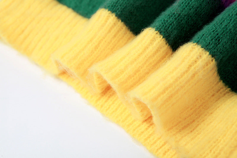 Autumn Women's Sexy Knitting Long-Sleeved Contrast Color Top High Waist Bodycon Skirt Suit For Women 25