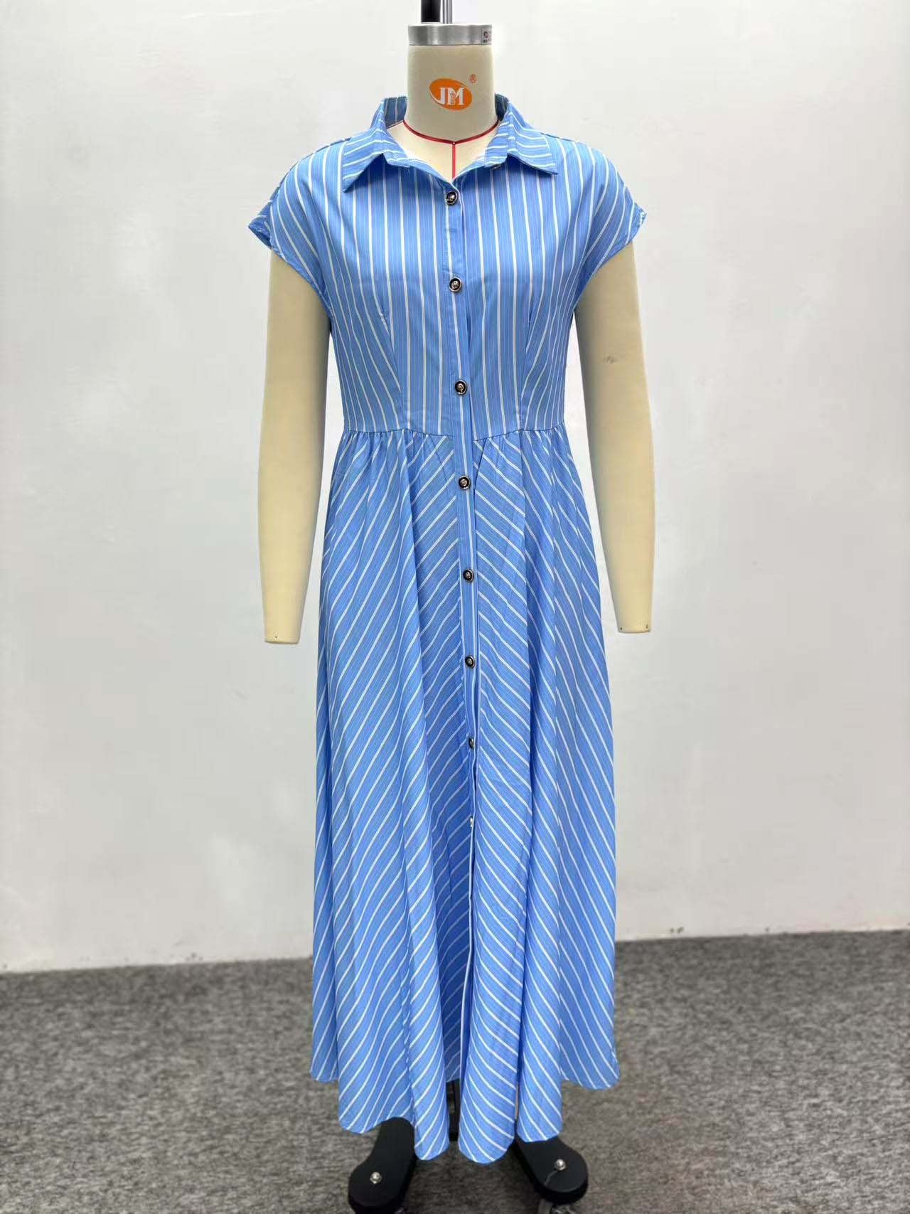 African Women elegant sleeveless single-breasted striped lace-up dress 13