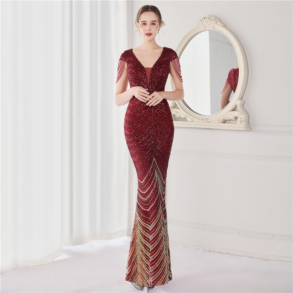 Plus Size Women Sequined Formal Party Maxi Evening Dress 5