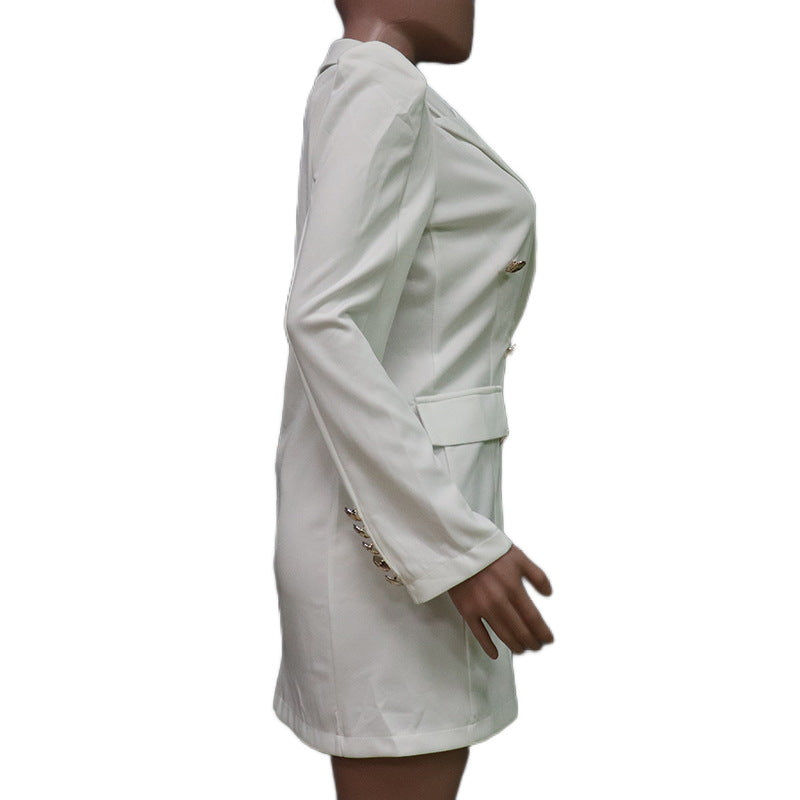 Turn Down Collar Blazer Women’s Slim Fit Double Breasted Jacket 6