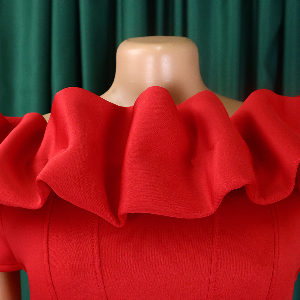 Women's Fashion Summer Solid Color Off Shoulder Mermaid Maxi Evening Dress 29