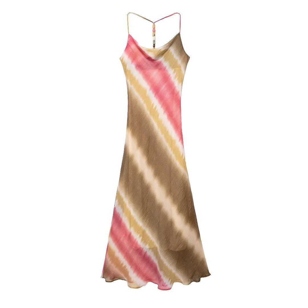Women's Summer Tie-Dye Strap Long Dress