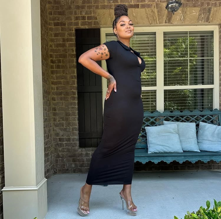 Women Summer Turndown Collar Short Sleeve Sexy Solid Bodycon Dress 9