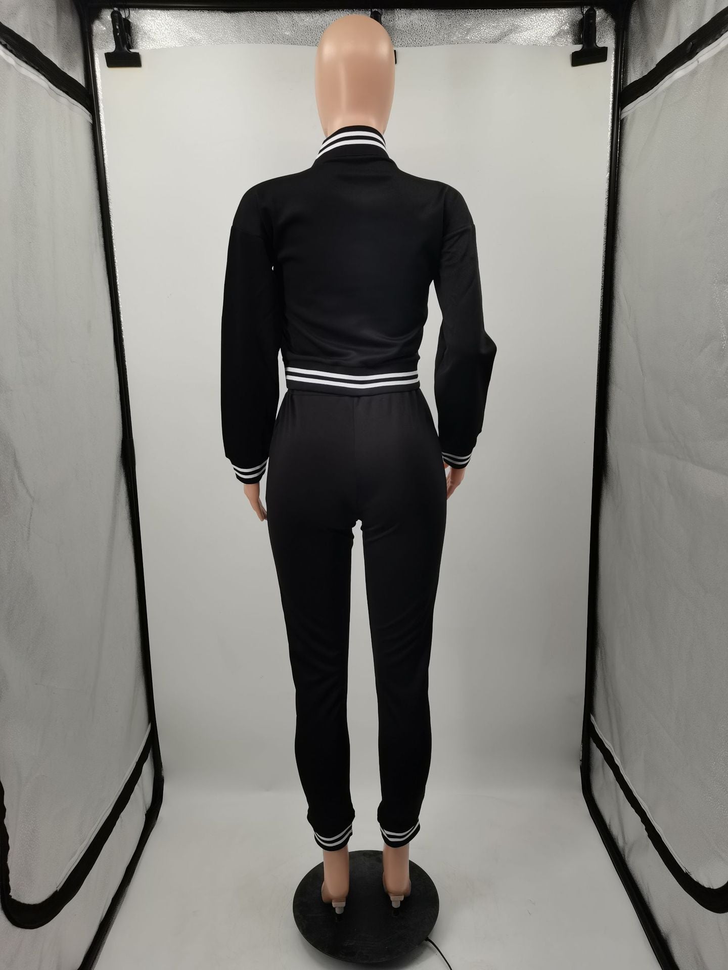 Women Printed Long Sleeve Baseball Jacket and Pant Two Piece 12