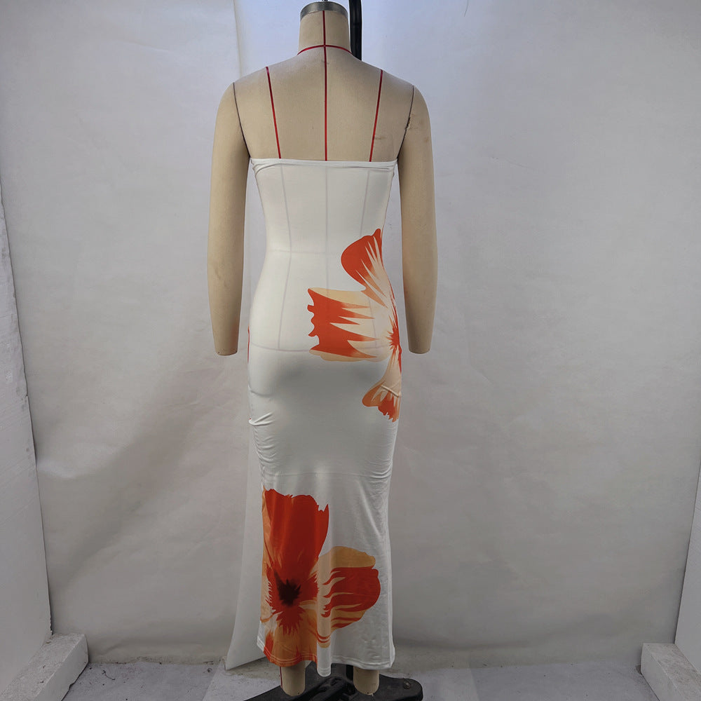 Women Summer Print Sexy Strapless Bodycon Dress 8