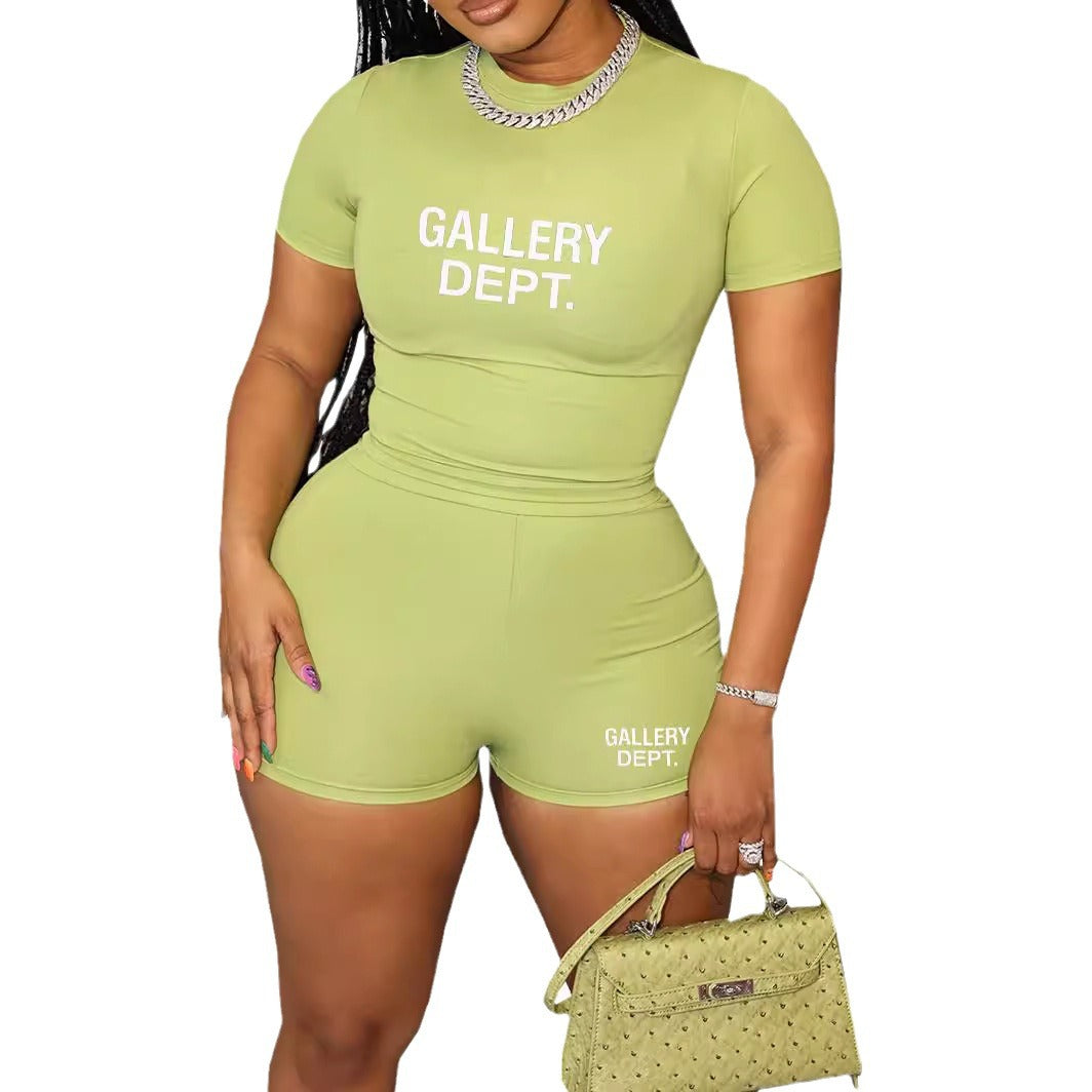 Women candy color Casual short-sleeved top and shorts two-piece set 10